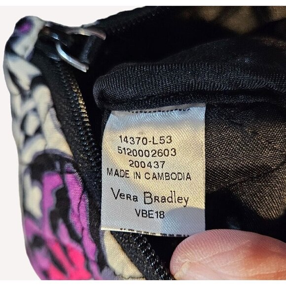 Vera Bradley Makeup Bag Zip Closure 7X5 Scroll Medallion Purple Black White NEW - Picture 9 of 11